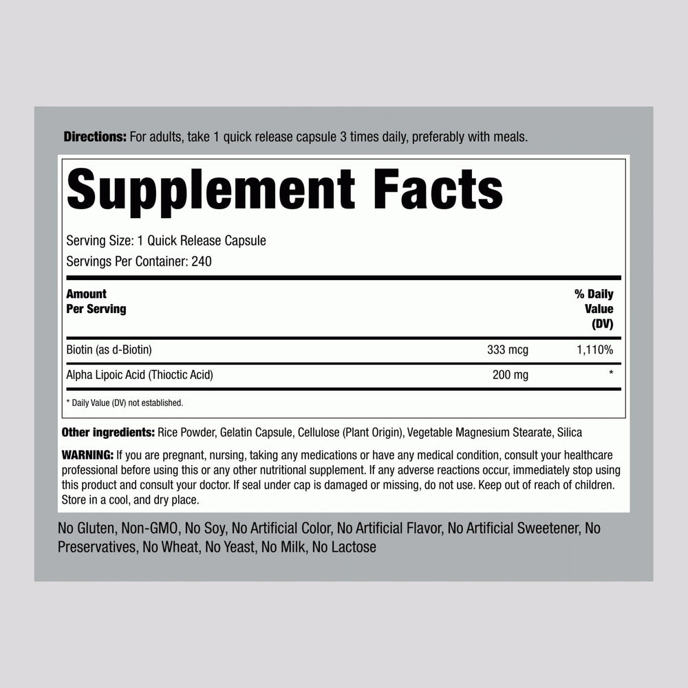 Piping Rock Alpha Lipoic Acid capsules closeup for daily support