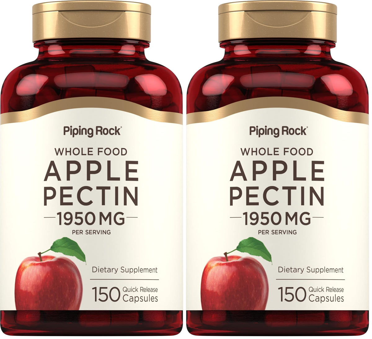 Piping Rock Apple Pectin Capsules bottle front, premium quality for daily digestive support.