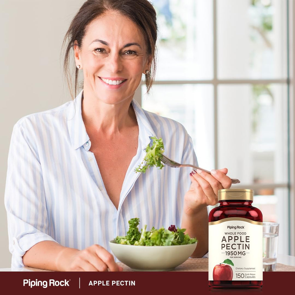 Piping Rock Apple Pectin Capsules non GMO badge, quality assurance.