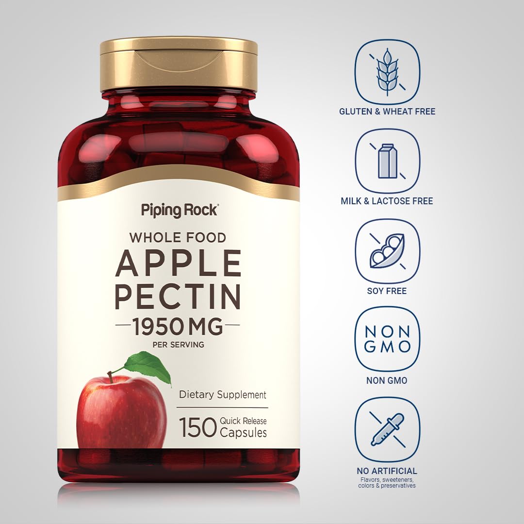 Piping Rock Apple Pectin Capsules packs view, two pack convenience for steady supply.