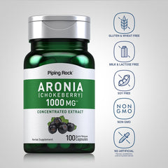 Piping Rock Aronia Berry Capsules pour visual suggests easy daily intake.