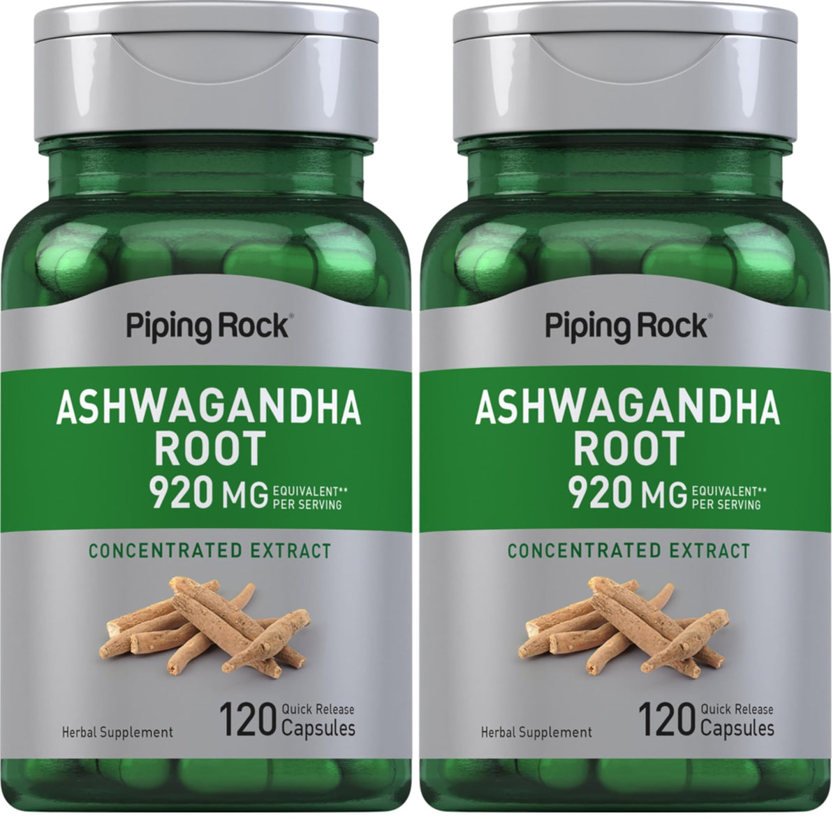 Piping Rock Ashwagandha bottle for daily wellness routine.