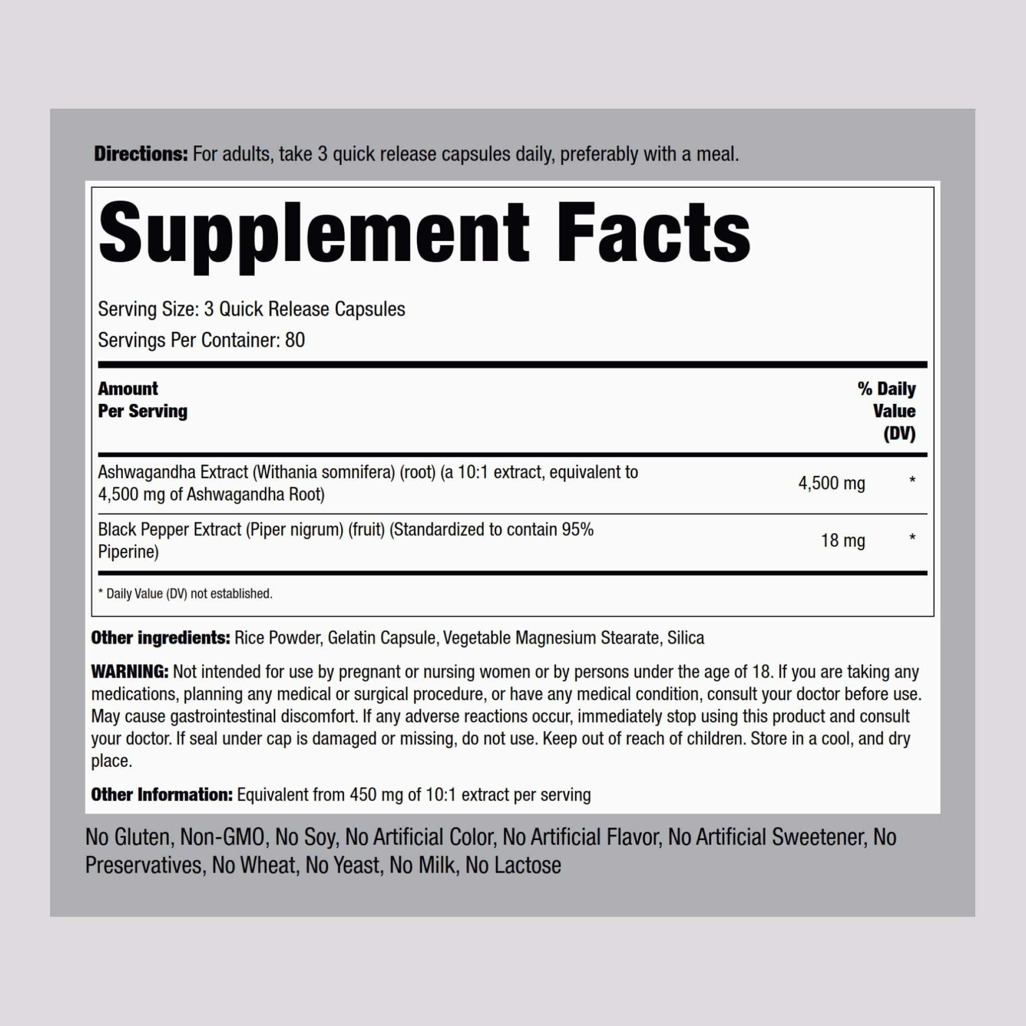 Piping Rock Ashwagandha capsules close-up for easy daily wellness.