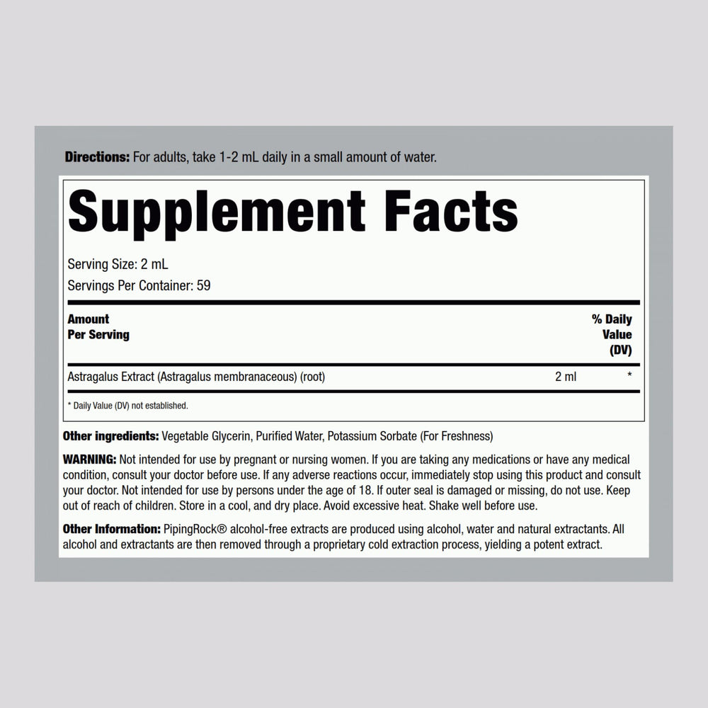 Piping Rock Astragalus tincture dropper for precise dosing.