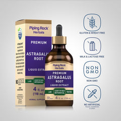 Piping Rock Astragalus tincture label shows ingredients.