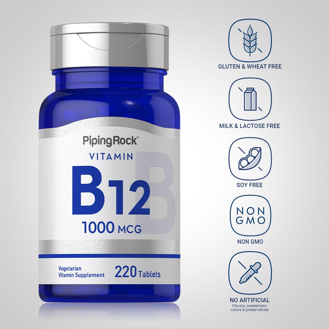 Piping Rock B12 label features cyanocobalamin details for informed choice