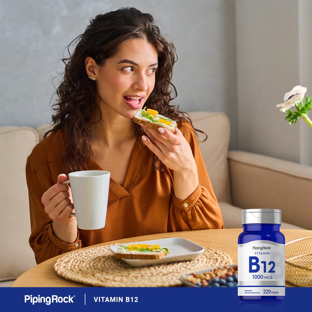 Piping Rock B12 non-GMO seal on bottle