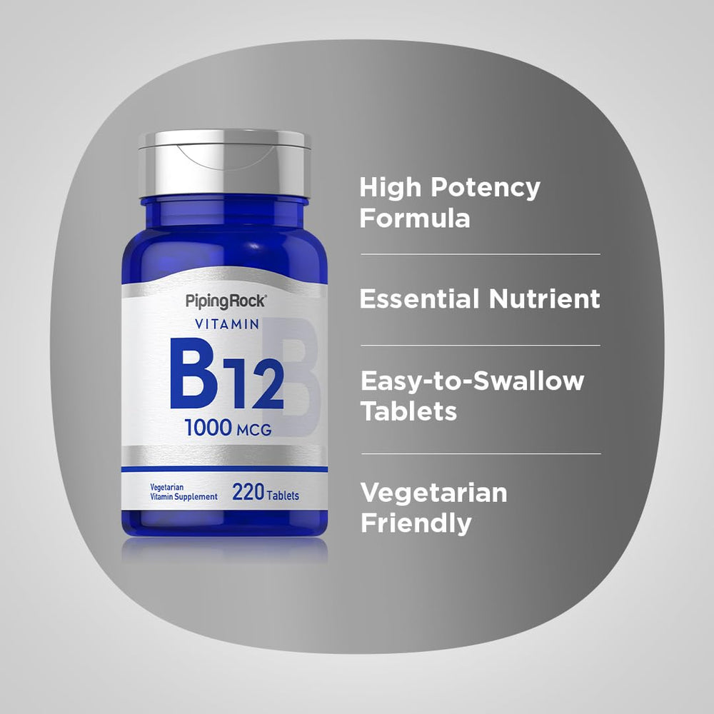 Piping Rock B12 pack of two bottles for convenient bulk purchase