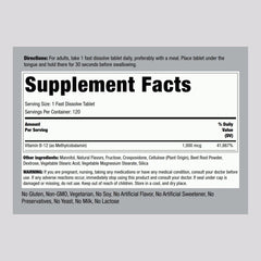 Piping Rock B12 methylcobalamin sublingual tablet fast-dissolve action