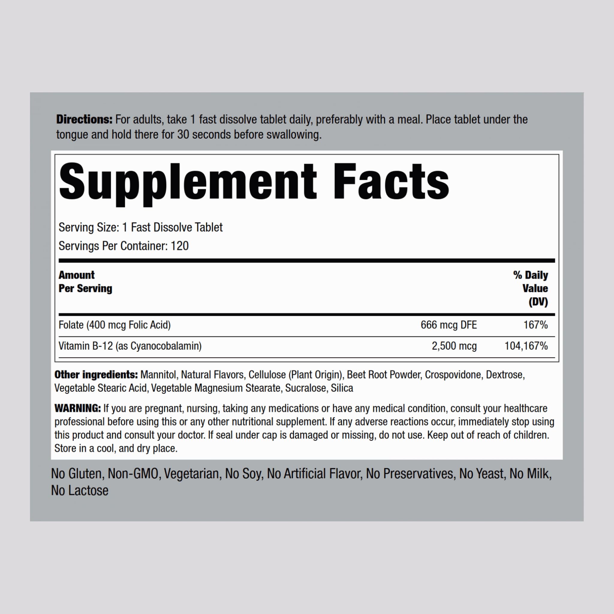 Piping Rock B12 sublingual berry-flavored tablets for quick daily use