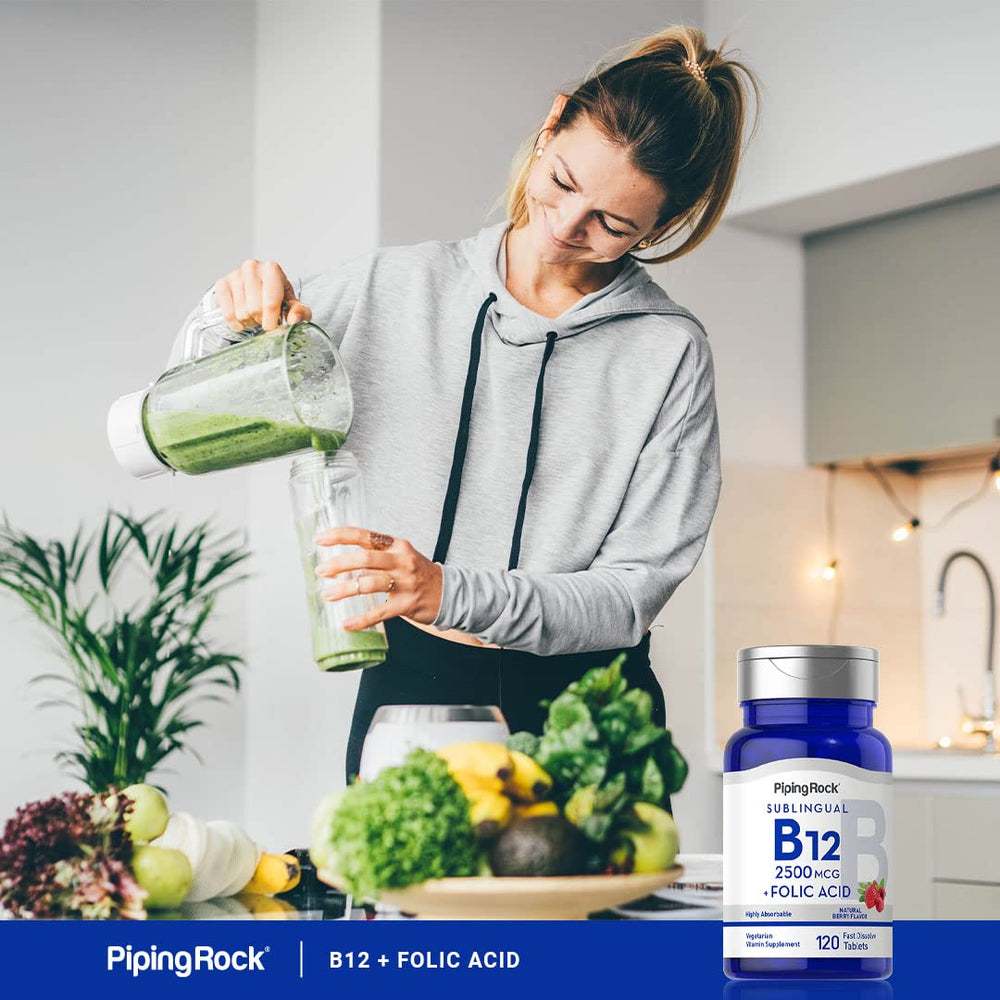 Piping Rock B12 Sublingual vegetarian label, suitable for vegetarian diets.