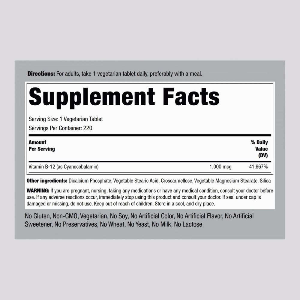 Piping Rock B12 tablets close-up highlighting compact, easy-to-swallow form