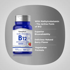 Piping Rock two-pack of B12 supplements supports a multi-week supply.