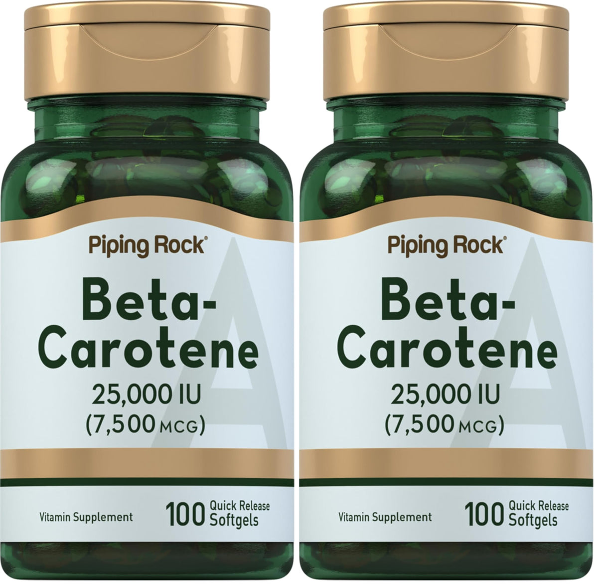 Piping Rock Beta Carotene softgels bottle for daily vitamin A support.