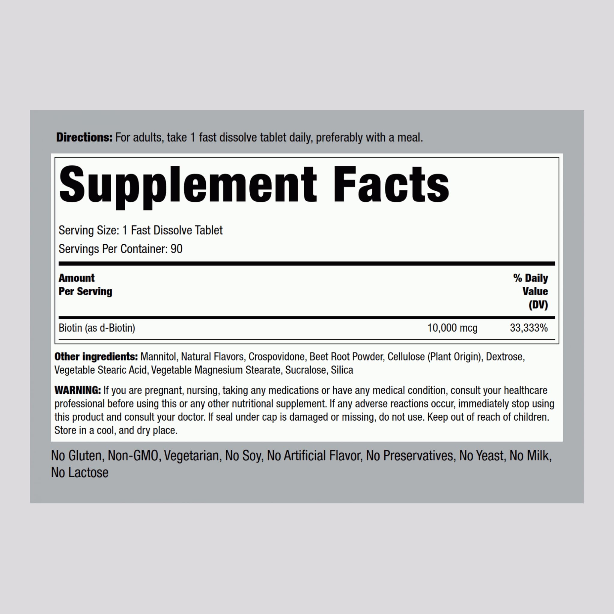Close-up of berry-flavored biotin tablets for sublingual absorption by Piping Rock.