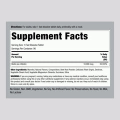 Close-up of berry-flavored biotin tablets for sublingual absorption by Piping Rock.
