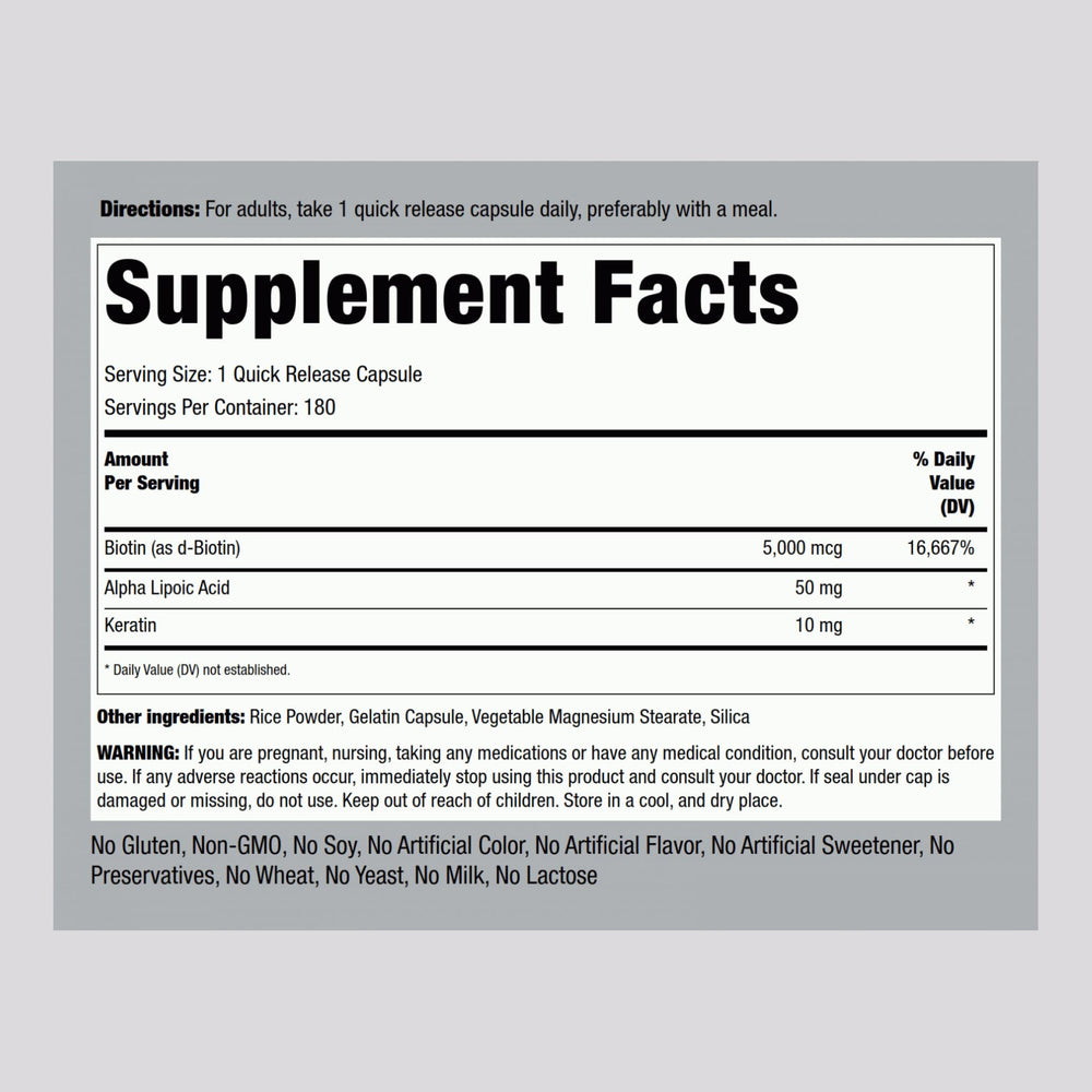 Piping Rock Biotin capsules for easy daily intake in your routine