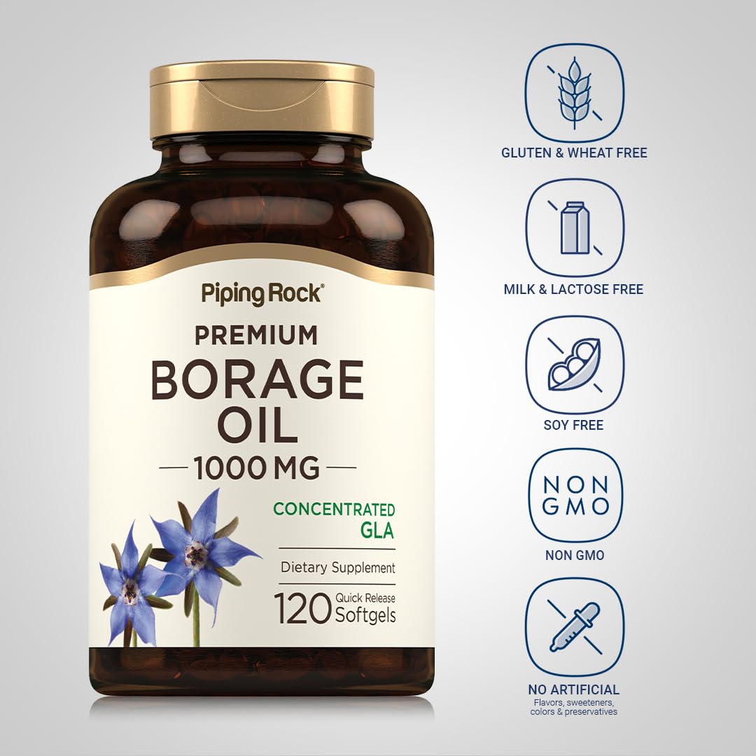 Piping Rock Borage Oil pack of 2 bottles for value and ongoing use.