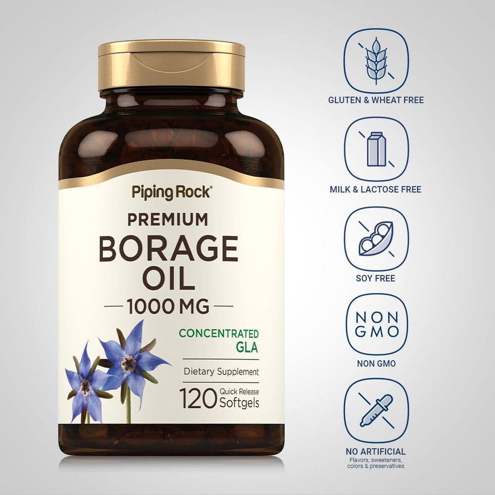 Piping Rock Borage Oil pack of 2 bottles for value and ongoing use.