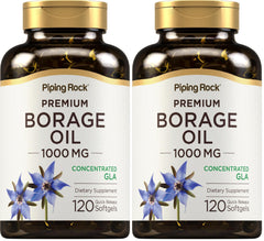 Piping Rock Borage Oil softgel bottle for daily omega-6 and omega-9 support.