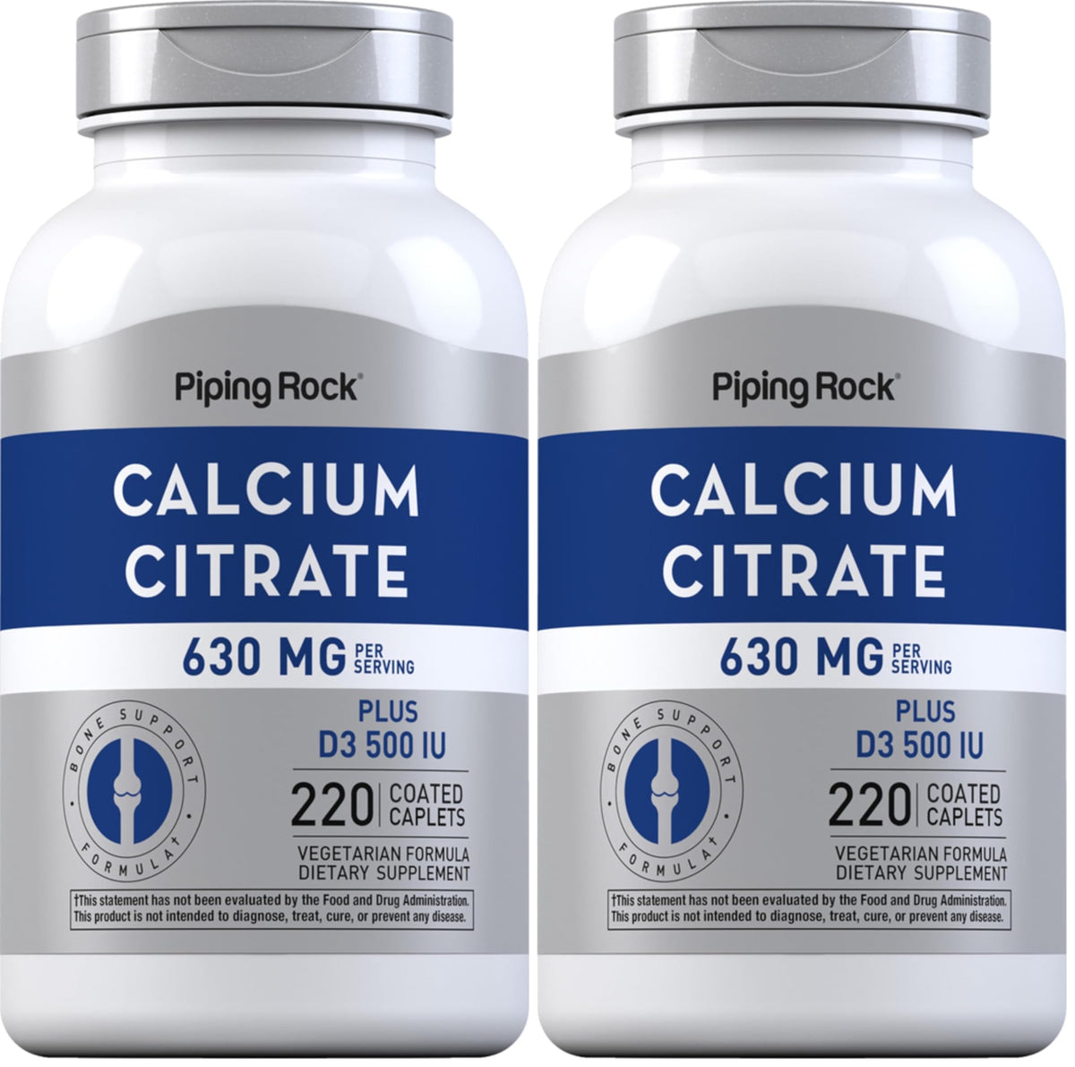 Piping Rock calcium citrate with vitamin D3 bottle front for daily supplement routine