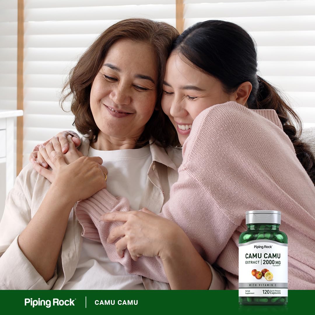 Piping Rock Camu Camu 2000mg non-GMO seal visible on packaging