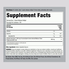 Close-up of Piping Rock Caprylic Acid softgels; easy-to-swallow capsules.