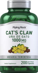 Piping Rock Cats Claw Capsules bottle front showing non-GMO, gluten-free packaging.