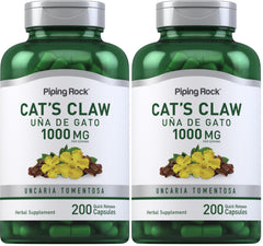 Piping Rock Cats Claw capsules with 1000mg per serving for daily use.