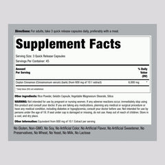 Piping Rock Ceylon Cinnamon 6000 mg capsules provide convenient quick-release doses for daily routines