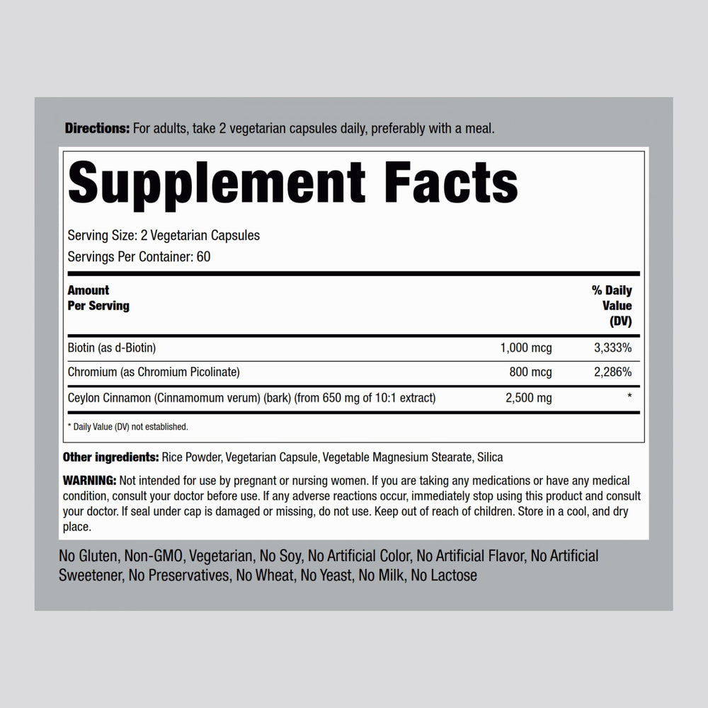 Piping Rock cinnamon capsules bottle pour shows easy daily dosing.