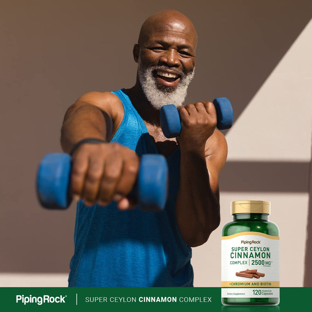 Piping Rock cinnamon capsules vegetarian formula for plant-based use.