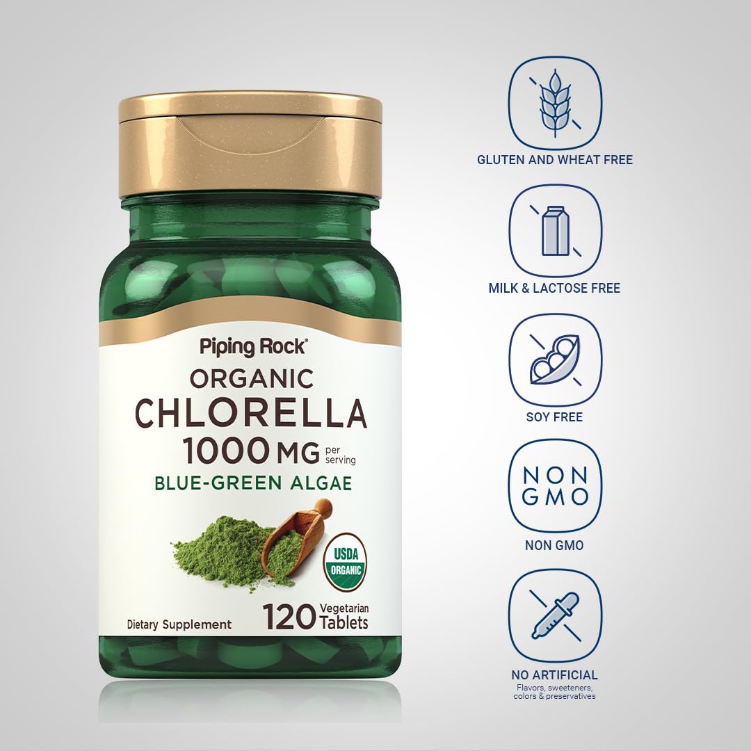 Piping Rock Chlorella bottle back label detail on ingredients