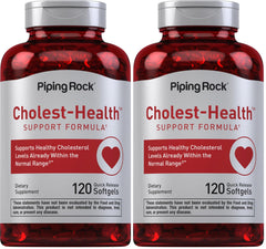 Piping Rock Cholesterol Health Softgels front bottle showing plant sterol formula for convenient daily use.