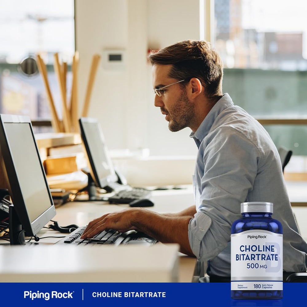 Piping Rock lab-tested seal on choline bottle for quality assurance.