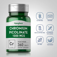 Piping Rock chromium label close-up showing non-GMO and gluten-free status