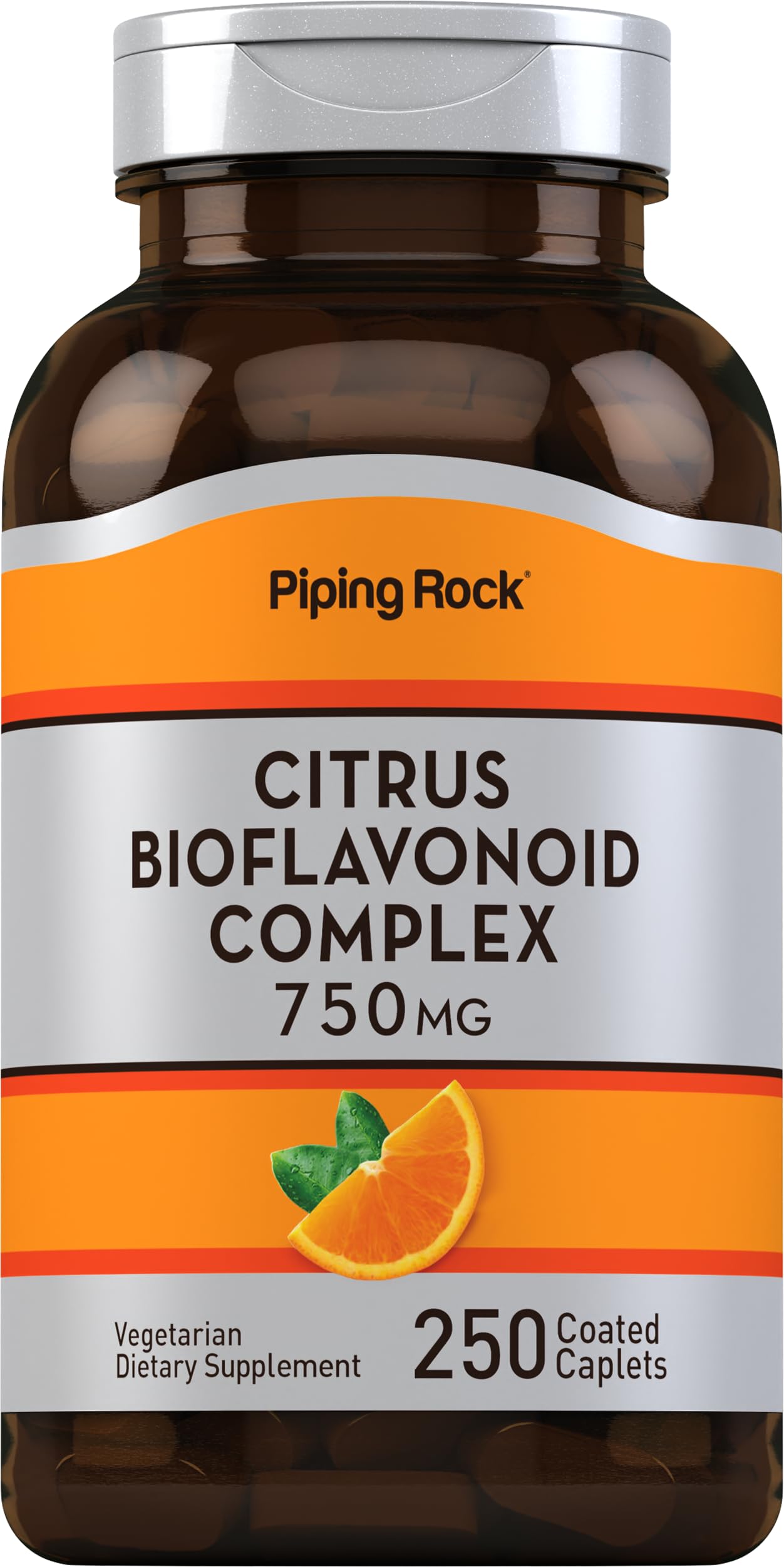 Piping Rock Citrus Bioflavonoids Complex bottle with easy-to-swallow caplets for daily wellness.