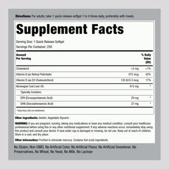 Piping Rock softgels bottle closeup highlighting quick-release omega-3 delivery