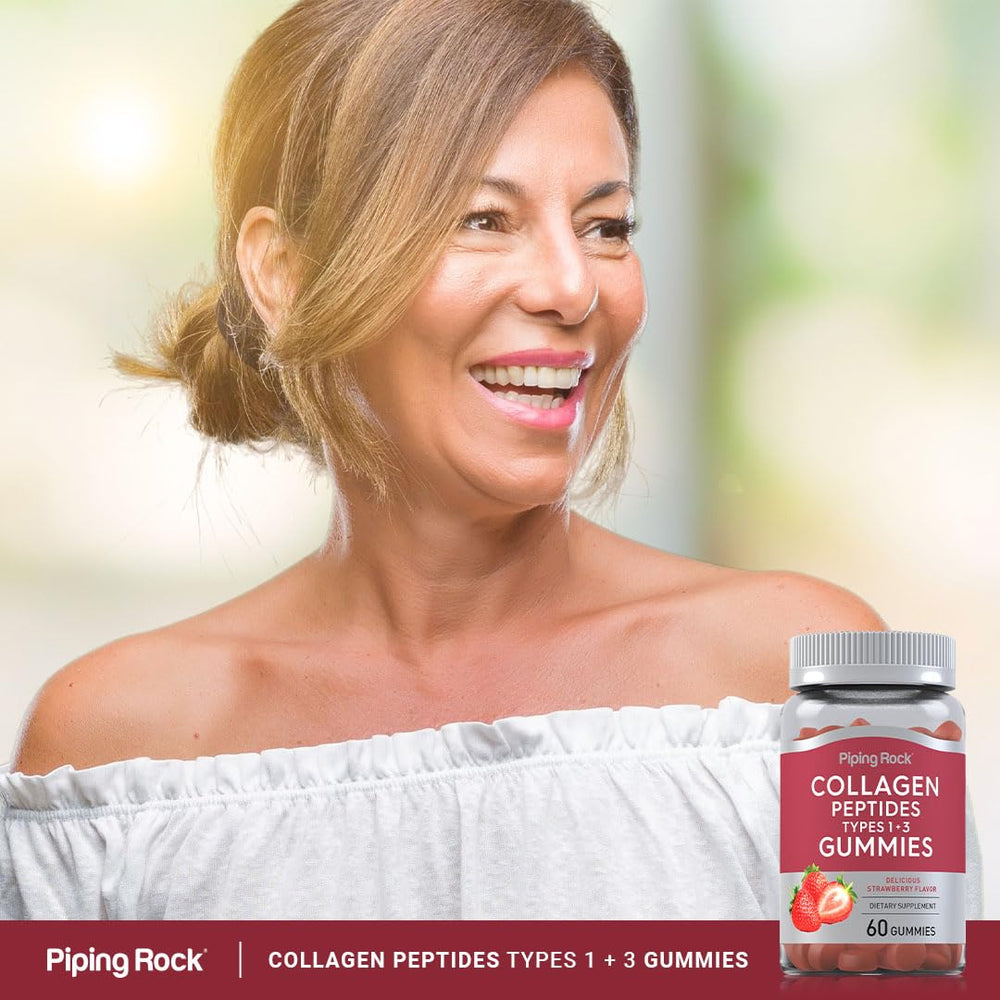 Piping Rock Collagen Gummies lifestyle shot supports easy daily routine