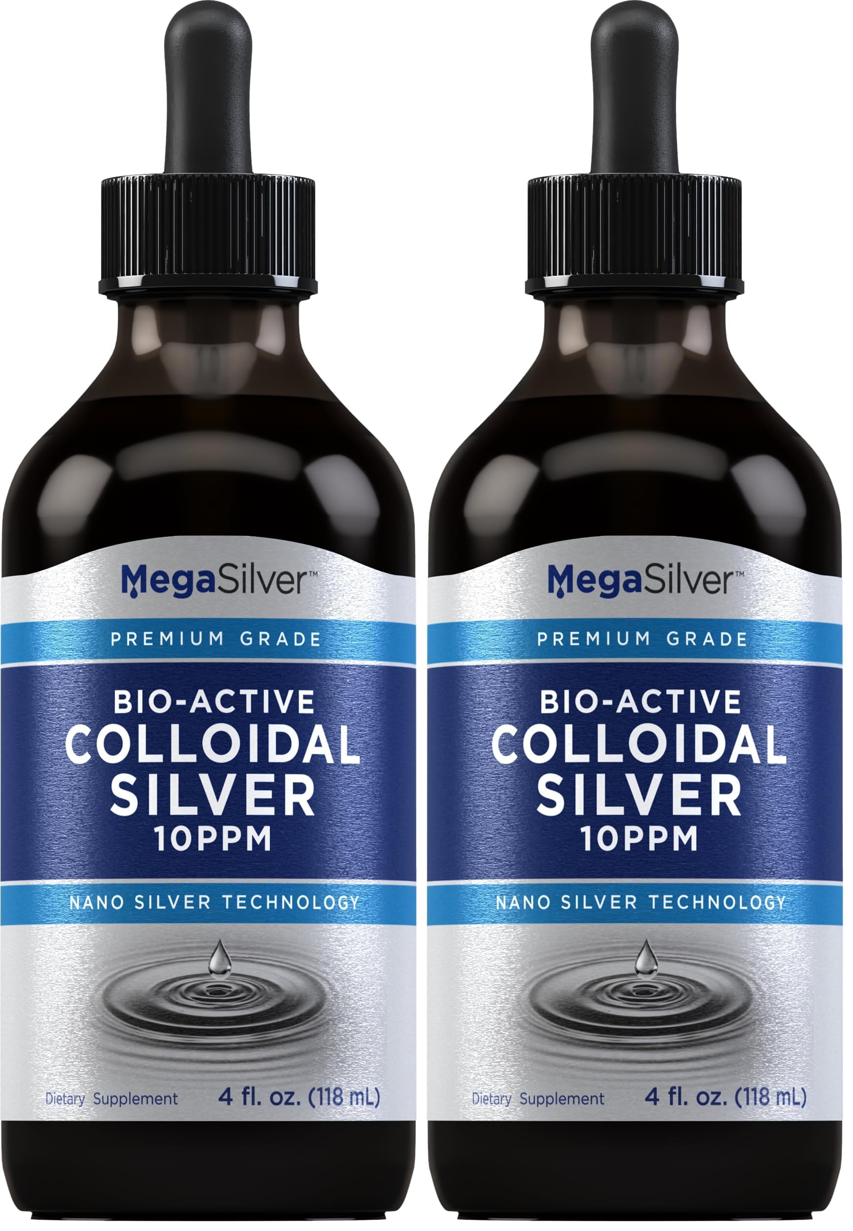 Piping Rock colloidal silver drops bottle 10 ppm in a two-pack.