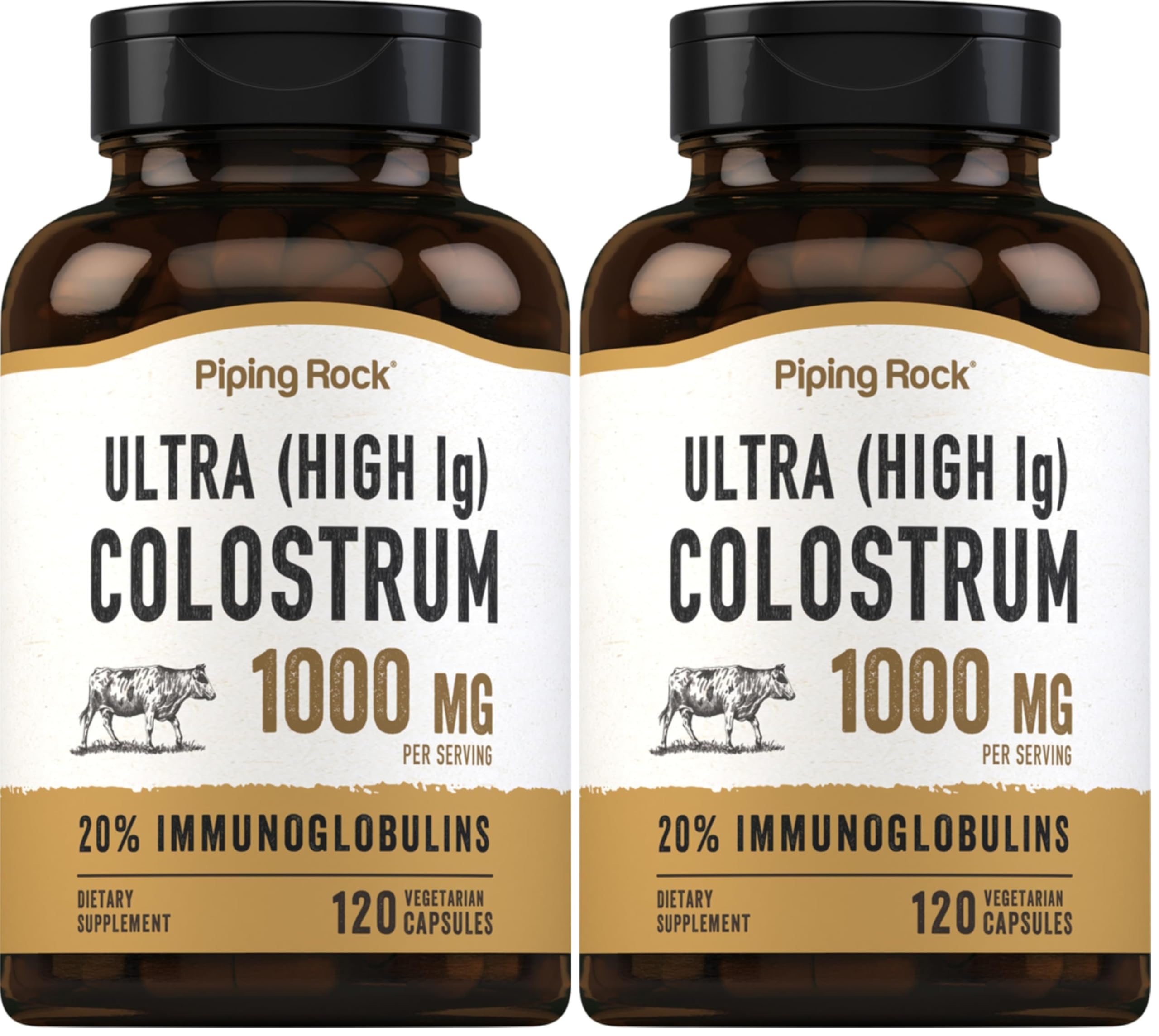 Piping Rock Colostrum bottle front view for daily wellness routine.