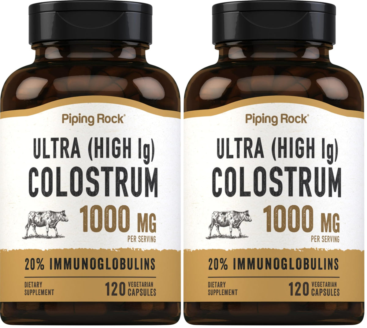 Piping Rock Colostrum bottle front view for daily wellness routine.