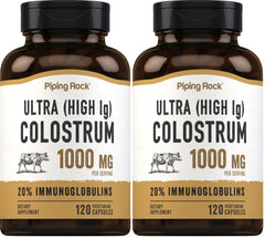 Piping Rock Colostrum bottle front view for daily wellness routine.