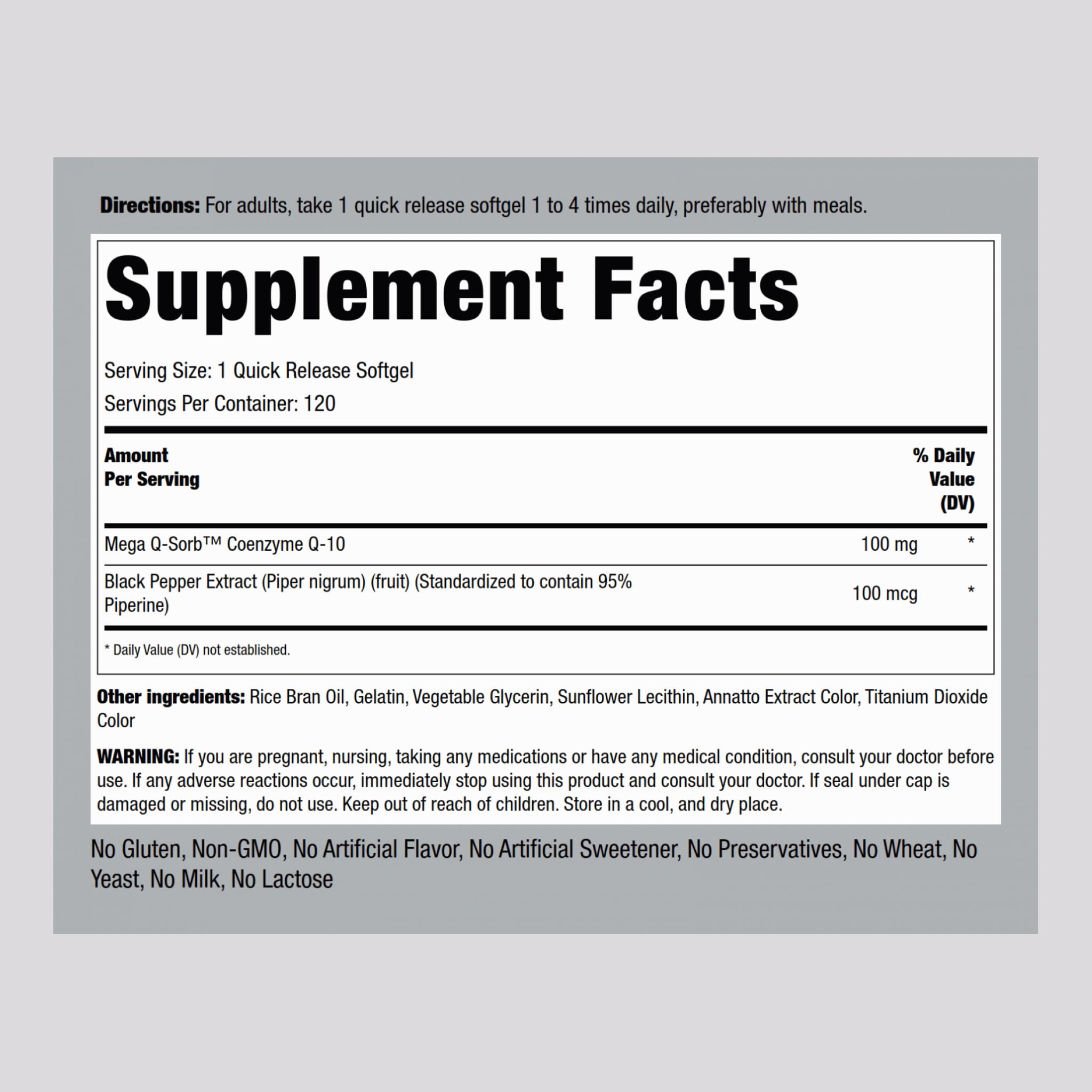 CoQ10 with black pepper extract to support absorption.