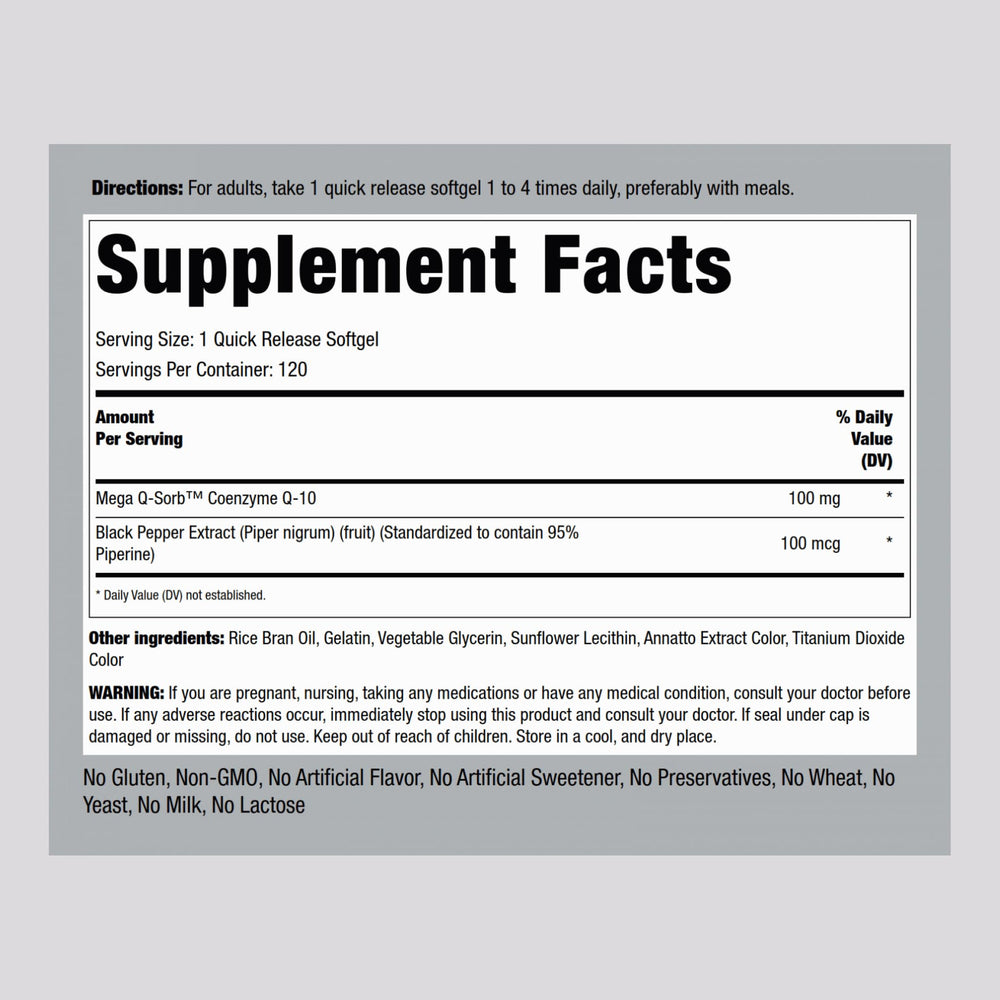 CoQ10 with black pepper extract to support absorption.