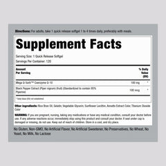 CoQ10 with black pepper extract to support absorption.