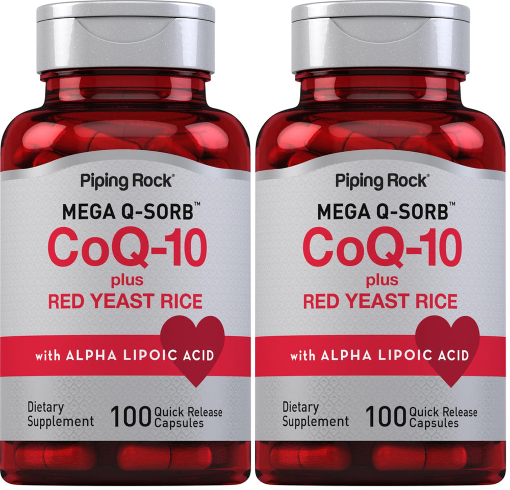 Piping Rock CoQ10 with Red Yeast Rice bottle for daily wellness support
