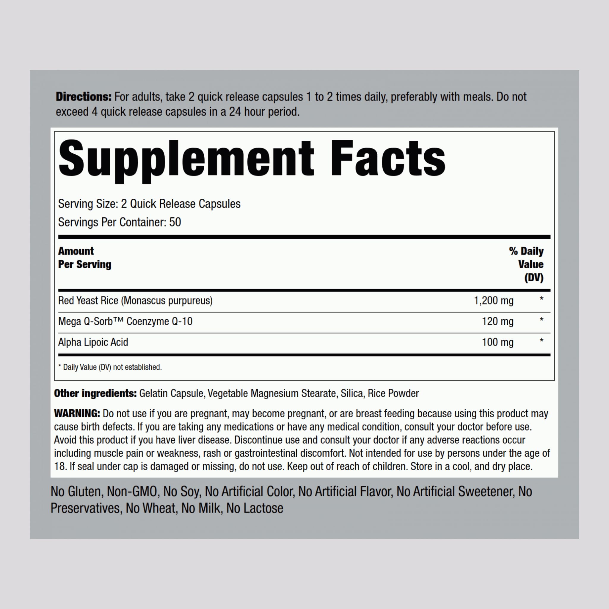 Piping Rock CoQ10 capsules show quick release convenience