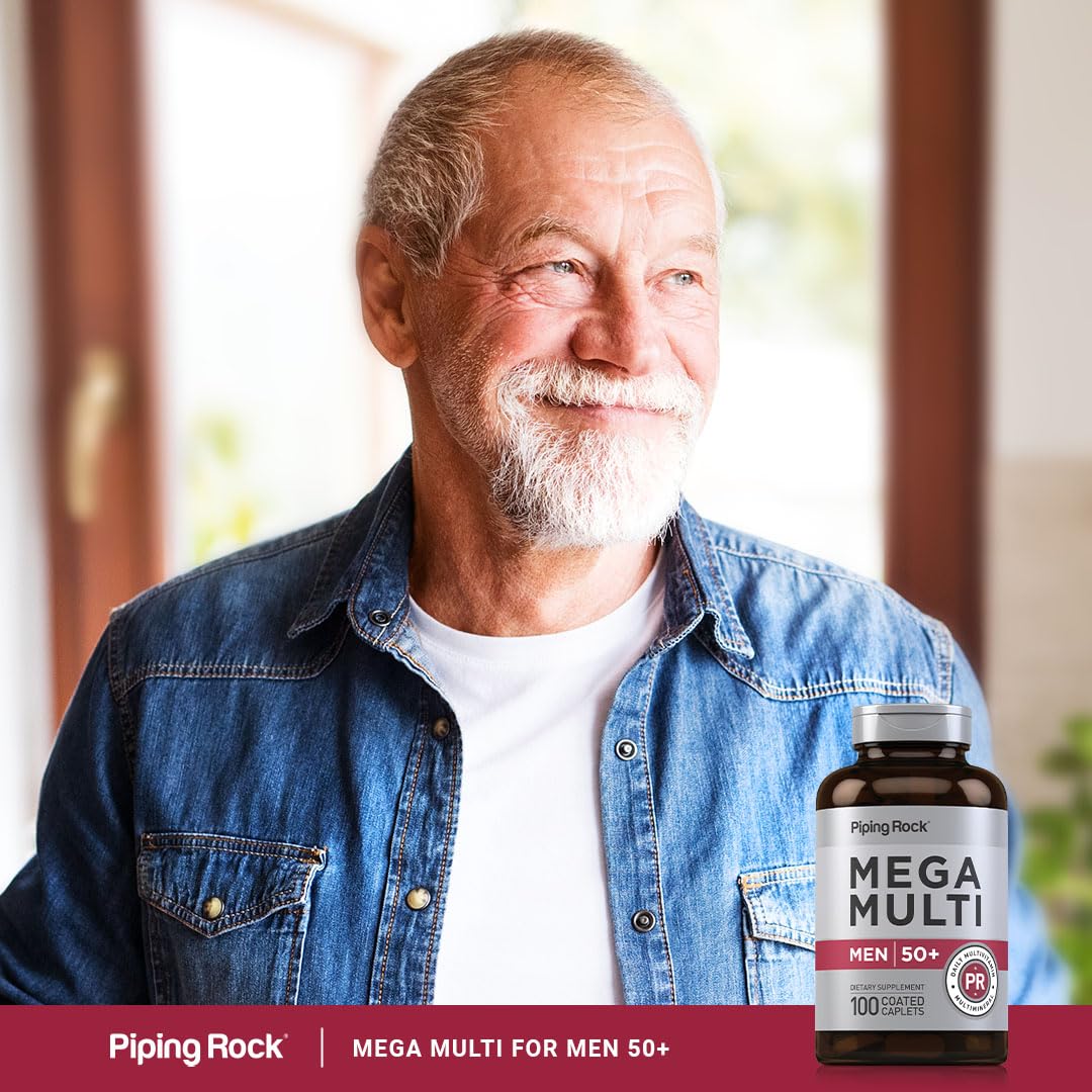 Piping Rock Men 50+ Multivitamin lifestyle scene encourages daily routine