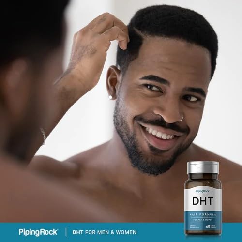 Piping Rock DHT Advanced Hair Formula coated tablets, smooth swallowing experience.
